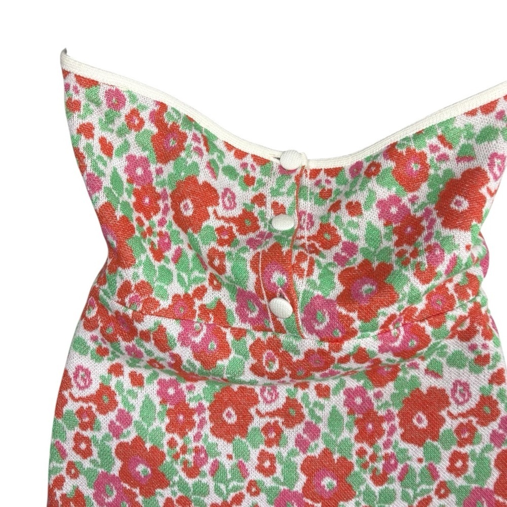 ZARA Retro Floral Knit Halter Mini Dress Large red green preloved like new - Picture 11 of 11